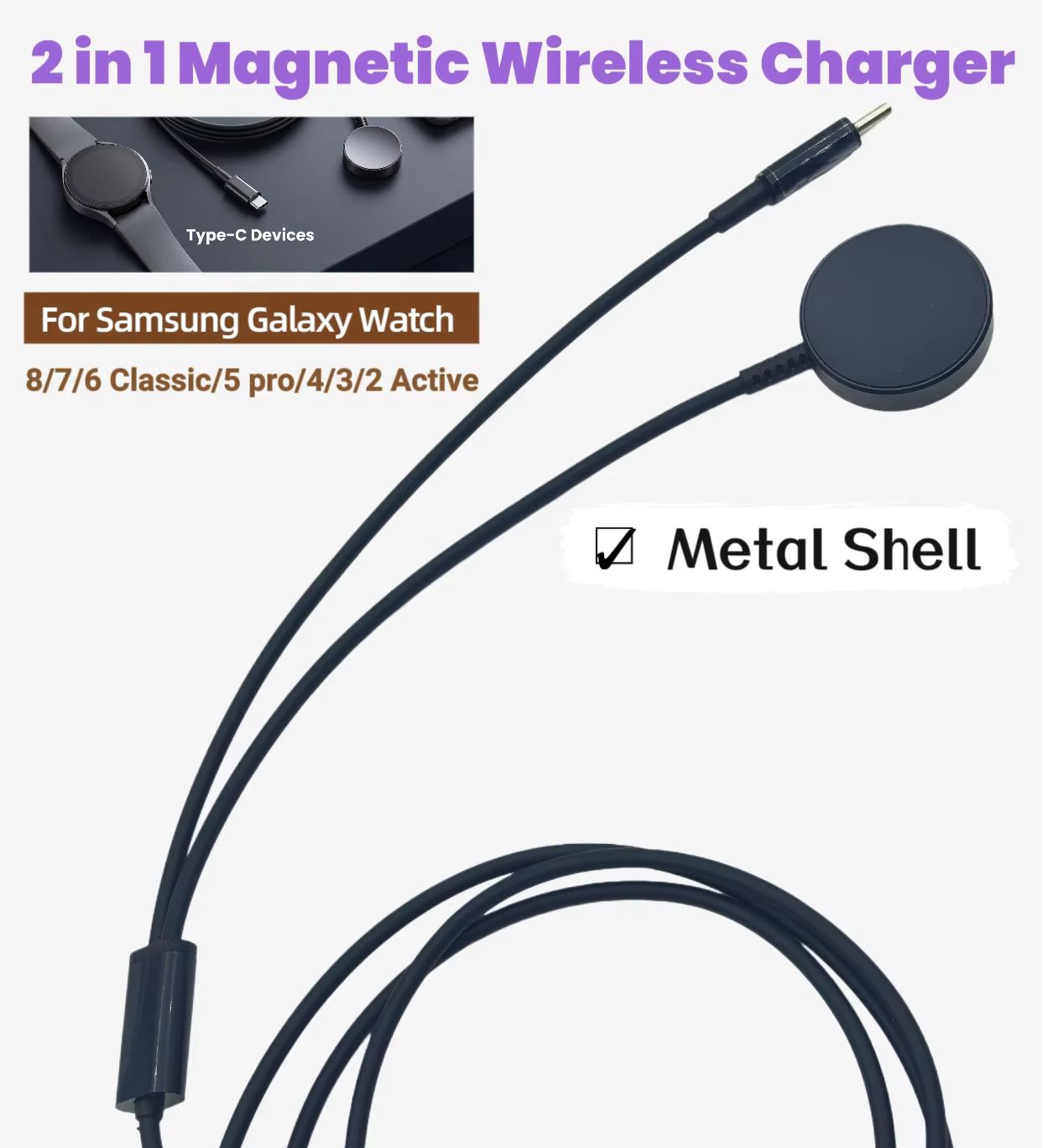 Type-C 2-in-1 Magnetic Wireles - Magnetic Charging Cable ulasan dan harga